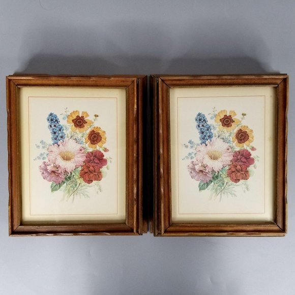 Vintage Other - 2 Vintage Wooden Boxes Floral Picture Mirrored Lid